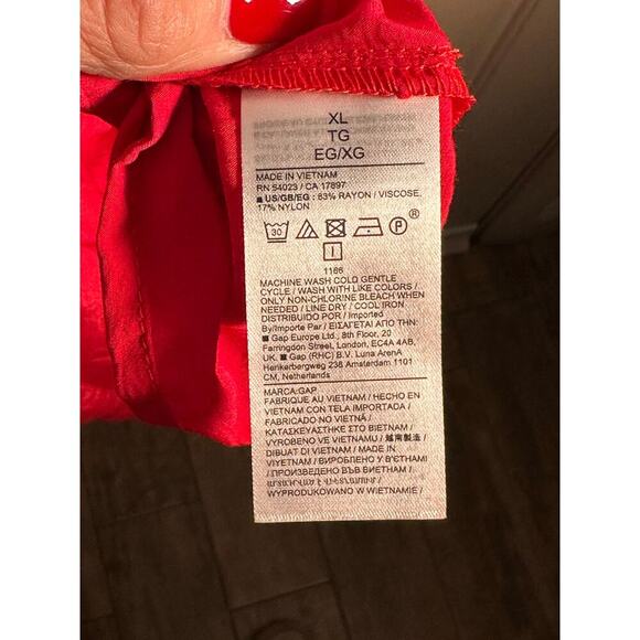 NWT Gap Women's Red V-Neckline Ruched Slip Midi Dress Size XL - Picture 6 of 12